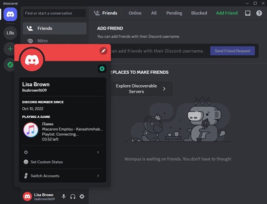 display iTunes music on Discord